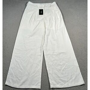Uoozee Pants Womens Medium 28x29 White High Rise Wide Leg Casual Trousers NWT‎